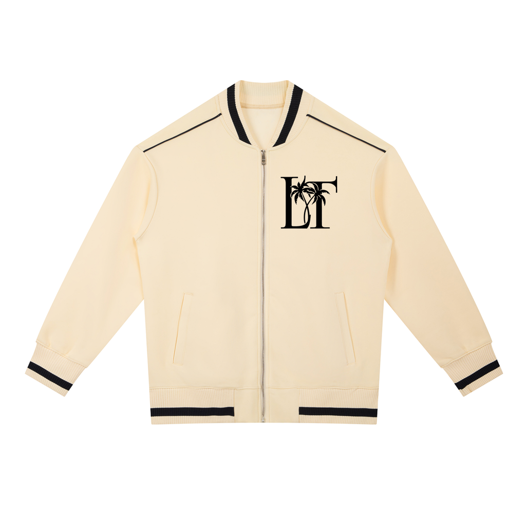 Cream Limbo Town Zip Bomber Jacket